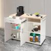 Kitchen Island Cart with Storage, Kitchen Island Cart with Storage, Adjustable Shelf & Towel Rack, Rolling Island Table, Rolling Kitchen Trolley Cart with Brakes for Kitchen,Dinning Room,Black view 4
