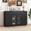 Christopher Knight Home Mia Modern Storage Cabinet with Doors and Drawers, Wooden Sideboard Cabinet with Adjustable Shelf, Freestanding Buffet Cabinet with Storage for Dining Room, Black view 1