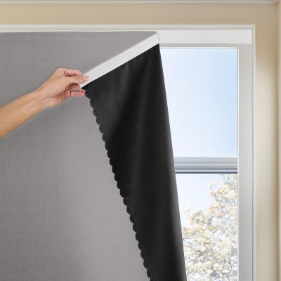 JILRON Adhesive Curtain 100% Blackout No-Drill Easy Install for Bedroom Blinds Light Blocking (Dark Grey-35 W x 48" L-1P)