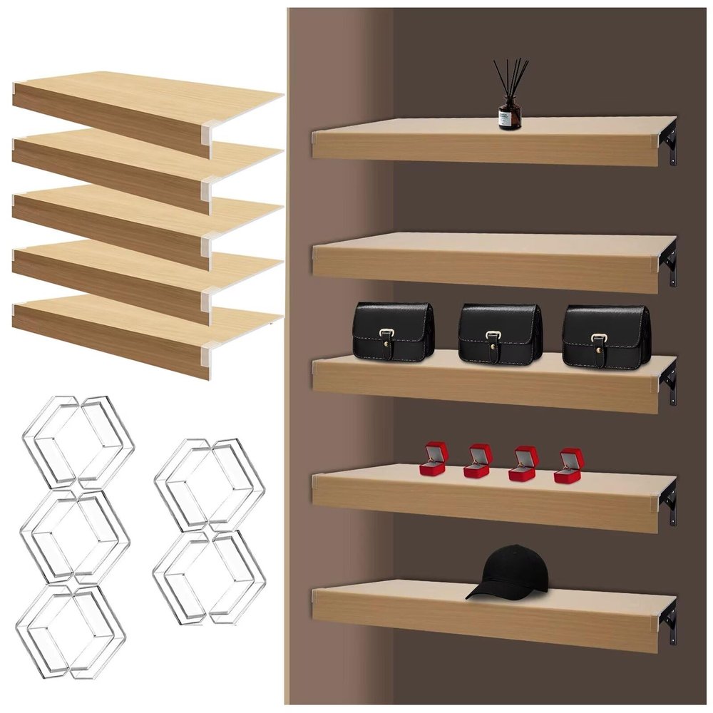 ACJSDGL Wire Rack Covers for Pantry 18x16x1.6in PVC Wood-Style Shelf Liners for Bathroom,Pantry & Closet -Removable & Attractive Wire Shelf Covers to Beautify Your Space Oak Color