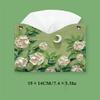 Light Luxury Style Tissue Box Cover Colourful Oil Painting PU Leather Holder Office Napkin Dispenser Napkin Holder(Pink) view 2