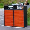 CAOJLjiaxiang-2012 Outdoor Garbage Cans Outdoor Imitation Wood Double Box Trash Can Commercial Metal Waste Bin view 4