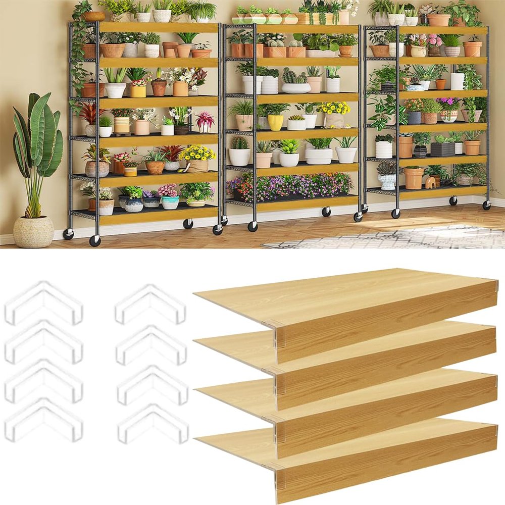 18x9 Faux Wood Shelf Covers, 4-Pack Wire Shelving Liners, 0.3" Thick Removable Covers for Pantry, Kitchen, Office Closet