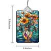 Christmas Tree Ornament, Stained Glass Style Hanging Decoration and Acrylic Window Suncatcher, Yellow Flowers in Vase Design, for Family Friends view 2