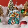 Christmas Tree Ornament, Stained Glass Style Hanging Decoration and Acrylic Window Suncatcher, Yellow Flowers in Vase Design, for Family Friends view 4