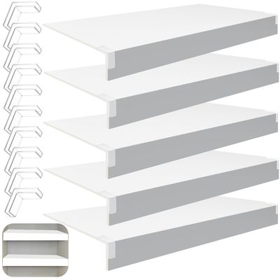5 Pcs Wire Rack Covers, 32x20x1.6 in PVC Wire Shelf Cover for Pantry, Removable Closet Decoration Shelf Liners (Not Wood) for Kitchen Bathroom Office Shelving, Durable Shelves Easy Install-Peach Wood