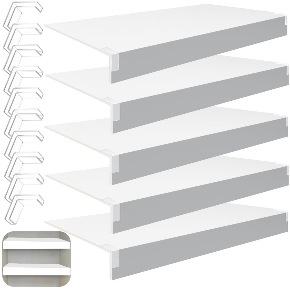 5 Pcs Wire Rack Covers, 32x20x1.6 in PVC Wire Shelf Cover for Pantry, Removable Closet Decoration Shelf Liners (Not Wood) for Kitchen Bathroom Office Shelving, Durable Shelves Easy Install-Peach Wood