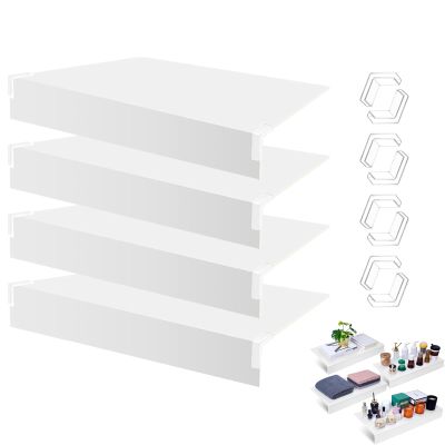 40x16 White Farmhouse Wire Shelf Covers 4-Pack, Rustic Shelving Liners, for Pantry Closet Utility Room, Decorative Panel