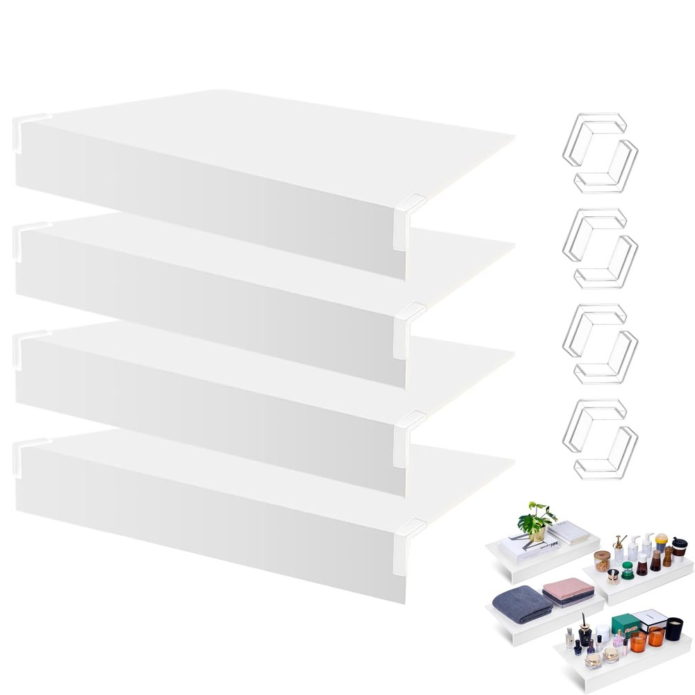 40x16 White Farmhouse Wire Shelf Covers 4-Pack, Rustic Shelving Liners, for Pantry Closet Utility Room, Decorative Panel
