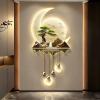 3D Wall Decor with Light art, Wall Art Decor with Metal Ball Pendant, 3D Relief LED Decorative Painting, Plug-in Power Supply, for Entrance, Corridor(B,23.6 * 47.2IN) view 1