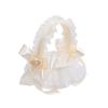 Wedding Flower Girl Basket with Lace Pearl Handle Bowknot Romantic Elegant Flower Basket Wedding Ceremony (A4-Champagne, One Size) view 1