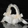 Wedding Flower Girl Basket with Lace Pearl Handle Bowknot Romantic Elegant Flower Basket Wedding Ceremony (A4-Champagne, One Size) view 3