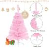 Artificial Christmas Tree Tabletop Christmas TreeMini Xmas Pine Tree,with Stable Basefor Party Supplies Indoor Outdoor Holiday Home Decoration(Pink,1.5FT) view 2