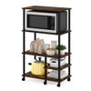 Pemberly Row Kitchen Shelf Cart, 4-Tier Toolless Design, Amber Pine/Black Finish, Composite Wood with PVC Tubes, Lockable Casters, Durable Storage Solution for Cooking Utensils and Supplies view 2