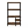 Pemberly Row Kitchen Shelf Cart, 4-Tier Toolless Design, Amber Pine/Black Finish, Composite Wood with PVC Tubes, Lockable Casters, Durable Storage Solution for Cooking Utensils and Supplies view 4