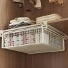 apcans Cabinet Organizing Bin Under Shelf Storage Basket Hanging Pullout Drawer Multifunction Bedroom Clothing Pull Out Basket Rust Closet Storage view 1
