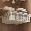 apcans Cabinet Organizing Bin Under Shelf Storage Basket Hanging Pullout Drawer Multifunction Bedroom Clothing Pull Out Basket Rust Closet Storage view 3