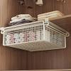 apcans Cabinet Organizing Bin Under Shelf Storage Basket Hanging Pullout Drawer Multifunction Bedroom Clothing Pull Out Basket Rust Closet Storage view 4