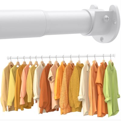 2 Pack Closet Rods for Hanging Clothes, 17-39 Inch No-Cut Stepless Adjustable Closet Rod, 1.3 Inch Heavy Duty Metal Closet Hanging Rod with Brackets, White Closet Bar for Closet, Laundry Room, RV