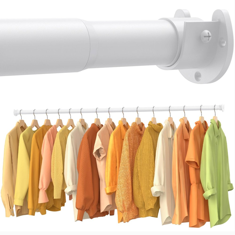 2 Pack Closet Rods for Hanging Clothes, 17-39 Inch No-Cut Stepless Adjustable Closet Rod, 1.3 Inch Heavy Duty Metal Closet Hanging Rod with Brackets, White Closet Bar for Closet, Laundry Room, RV
