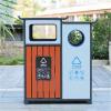 cfycfy987 Outdoor Metal and Wood Splicing Trash Can Double Box Commercial Public Area Rubbish Bin view 2