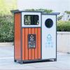 cfycfy987 Outdoor Metal and Wood Splicing Trash Can Double Box Commercial Public Area Rubbish Bin view 3