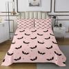 Black Bats Bedspread Twin Size,Happy Halloween Bedding for Kids Teens Bedroom Decor,Wild Animals Stars Print Coverlet Set,Pink Quilt Set for All Season,2 Pcs with 1 Pillowcase view 1