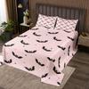 Black Bats Bedspread Twin Size,Happy Halloween Bedding for Kids Teens Bedroom Decor,Wild Animals Stars Print Coverlet Set,Pink Quilt Set for All Season,2 Pcs with 1 Pillowcase view 2