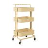 JIQHOHX Movable Trolleys, Service Storage Hand Trucks, Beauty Trolley,Three Floors with Armrests Carbon Steel Dedicated Hand Cart,Kitchen Household Drainable Shelf Storage LUE view 1