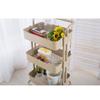 JIQHOHX Movable Trolleys, Service Storage Hand Trucks, Beauty Trolley,Three Floors with Armrests Carbon Steel Dedicated Hand Cart,Kitchen Household Drainable Shelf Storage LUE view 3