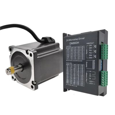 86 Step Motor NEMA34 4.5Nm 6.5Nm 8.5Nm 12Nm 6.0A Stepper Motor D14mm 2 Phase for CNC Engraving Machine High 86BYG DM860H(Motor and DM860H,86BYGH80-4.5Nm)