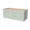 HCIOAN Solid Wood Wall-Mounted Cabinet, Shaker Style Storage Cabinet with Soft-Close Hinges, Premium Plywood for Kitchen, Bathroom, Laundry, or Office (Jade Green, 30" W x 12" D x 15" H) view 1