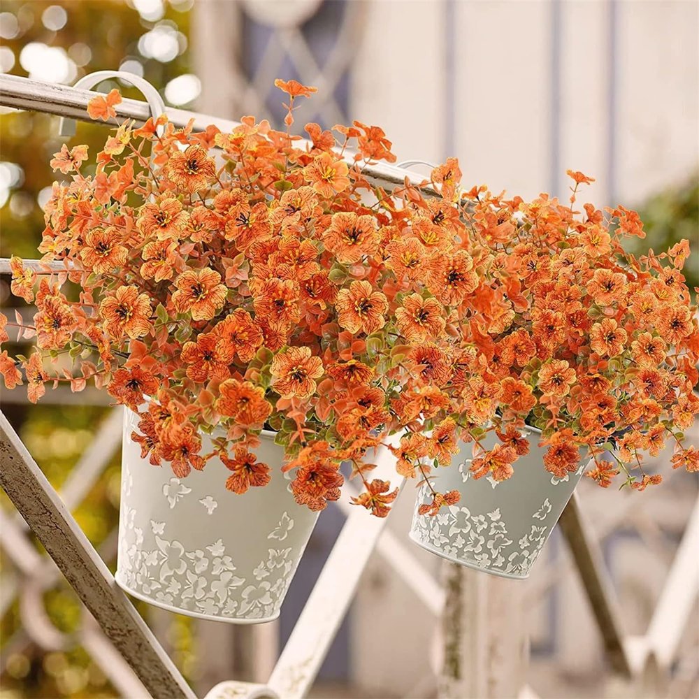 15 Bundles Silk Waterproof UV Resistant Autumn Faux Mums for Outdoor Planters,Realistic Fall Faux Flowers for Indoor Outside Yard Balcony Planter