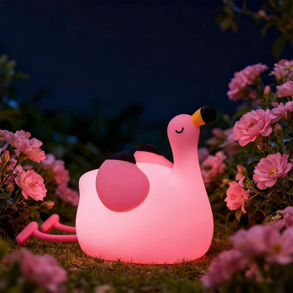 Flamingo Night Light for Kids, Rechargeable Lamp for Girls Room Decor