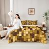 Pixelated Miners Game Kids Comforter Queen Size,Geometric Check Video Games Bedding Set 7 Pcs, Gamepad Grid Modern Decor for Girls Boys,Dark YellowFitted+Sheet+2 Pillowcases+2 Throw Pillow Covers view 4
