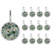 Set of 12 Sage Green Flowers with Leaves Pattern (6) Shower Curtain Hooks, Stainless Steel Shower Hangers for Bathroom, Rustproof Decorative Shower Rings for Bedroom Living Room Shower Curtain Rod view 1