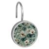 Set of 12 Sage Green Flowers with Leaves Pattern (6) Shower Curtain Hooks, Stainless Steel Shower Hangers for Bathroom, Rustproof Decorative Shower Rings for Bedroom Living Room Shower Curtain Rod view 2