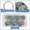 Set of 12 Sage Green Flowers with Leaves Pattern (6) Shower Curtain Hooks, Stainless Steel Shower Hangers for Bathroom, Rustproof Decorative Shower Rings for Bedroom Living Room Shower Curtain Rod view 4