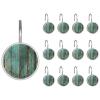 12 Pieces Rustic Distressed Teal Green Barn Wood P Shower Curtain Hooks Rings, Stainless Steel Shower Hook Hanger Rings for Bathroom Living Room Bedroom Home Decor view 1