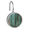 12 Pieces Rustic Distressed Teal Green Barn Wood P Shower Curtain Hooks Rings, Stainless Steel Shower Hook Hanger Rings for Bathroom Living Room Bedroom Home Decor view 2