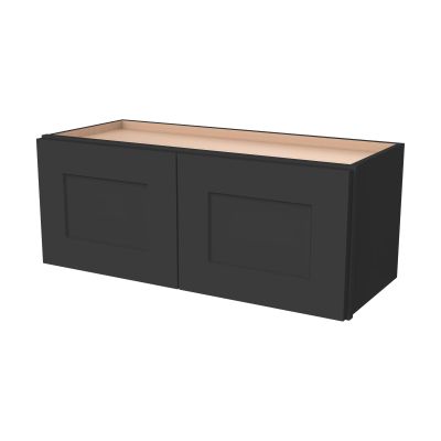 HCIOAN Solid Wood Wall-Mounted Cabinet, Shaker Style Storage Cabinet with Soft-Close Hinges, Premium Plywood for Kitchen, Bathroom, Laundry, or Office (Charcoal Black, 30" W x 12" D x 18" H)
