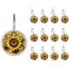 Set of 12 Abstract Sunflower (1) Shower Curtain Hooks, Stainless Steel Rust-Resistant Decorative Hanger Rings view 1