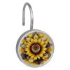 Set of 12 Abstract Sunflower (1) Shower Curtain Hooks, Stainless Steel Rust-Resistant Decorative Hanger Rings view 2
