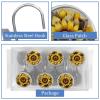 Set of 12 Abstract Sunflower (1) Shower Curtain Hooks, Stainless Steel Rust-Resistant Decorative Hanger Rings view 4