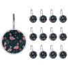 Christmas Flamingo Pattern Crystal Glass Shower Curtain Hooks Rings Decorative Bathroom Decor - Set of 12 view 1