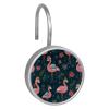 Christmas Flamingo Pattern Crystal Glass Shower Curtain Hooks Rings Decorative Bathroom Decor - Set of 12 view 2