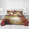 Fall Quilts Full Size, Lightweight Quilted Coverlet Burnt Orange Comforter Set for Bed, Bedspreads Fall Modern Oil Painting Abstract Art Green Brown Quilt Bedding with 2 Pillowcases 78x90 Inch view 1