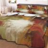 Fall Quilts Full Size, Lightweight Quilted Coverlet Burnt Orange Comforter Set for Bed, Bedspreads Fall Modern Oil Painting Abstract Art Green Brown Quilt Bedding with 2 Pillowcases 78x90 Inch view 2