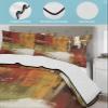 Fall Quilts Full Size, Lightweight Quilted Coverlet Burnt Orange Comforter Set for Bed, Bedspreads Fall Modern Oil Painting Abstract Art Green Brown Quilt Bedding with 2 Pillowcases 78x90 Inch view 3