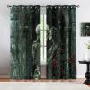 Skull Print Blackout Curtain, Gothic Aesthetics Thermal Insulated Grommets Curtains, Romance 2 Panels Window Curtains for Bedroom Living Room Home Decor, 21 x 72 Inch, 2 Panels view 2